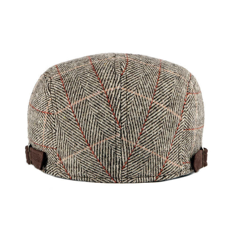 Cappello basco piatto in cotone Gatsby a spina di pesce vintage