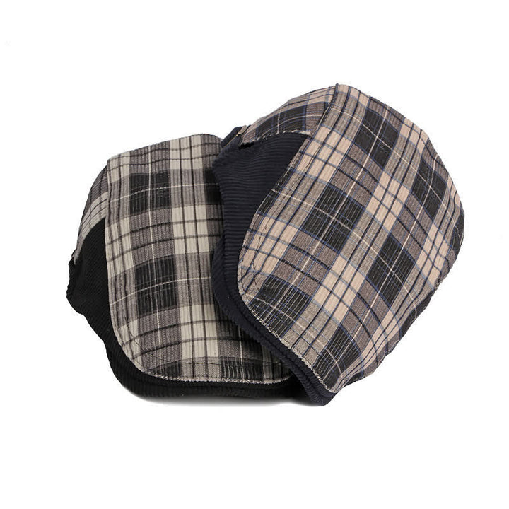 Cappello basco con visiera a becco d'anatra in velluto a coste scozzese