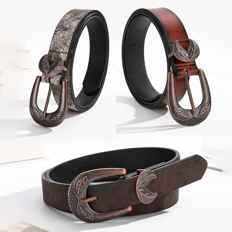 Cintura in pelle con fibbia sottile e versatile vintage