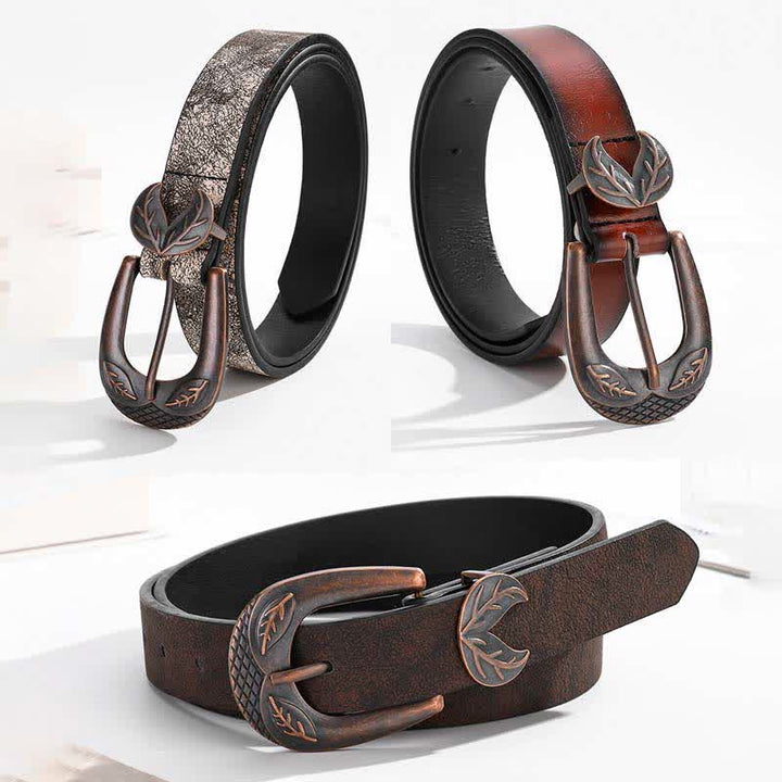 Cintura in pelle con fibbia sottile e versatile vintage