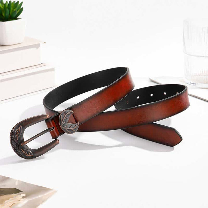 Cintura in pelle con fibbia sottile e versatile vintage - Marrone - 34 - image 4
