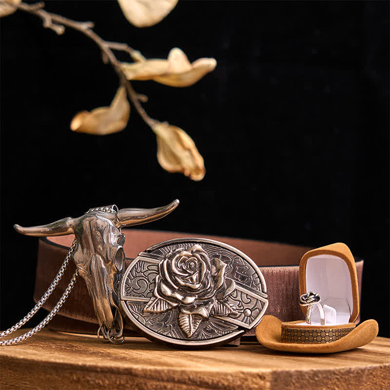 Set di ciondoli a forma di toro con fibbia per cintura con coltello nascosto fai da te a tema rosa