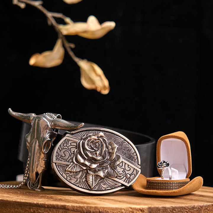 Set di ciondoli a forma di toro con fibbia per cintura con coltello nascosto fai da te a tema rosa
