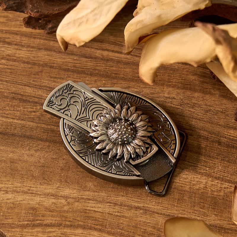 Set di ciondoli a forma di toro con fibbia per cintura con coltello nascosto fai da te a tema girasole