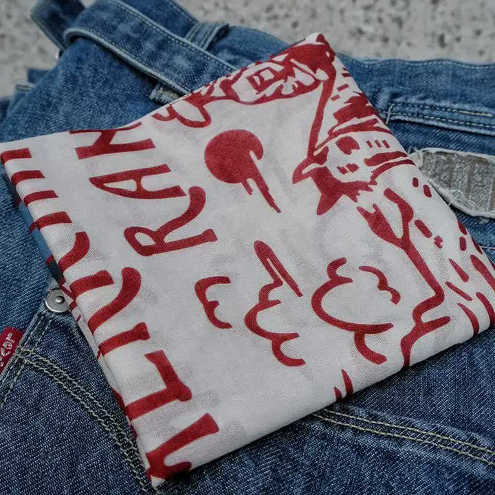 Sciarpa quadrata American Working Ranch blu e rossa