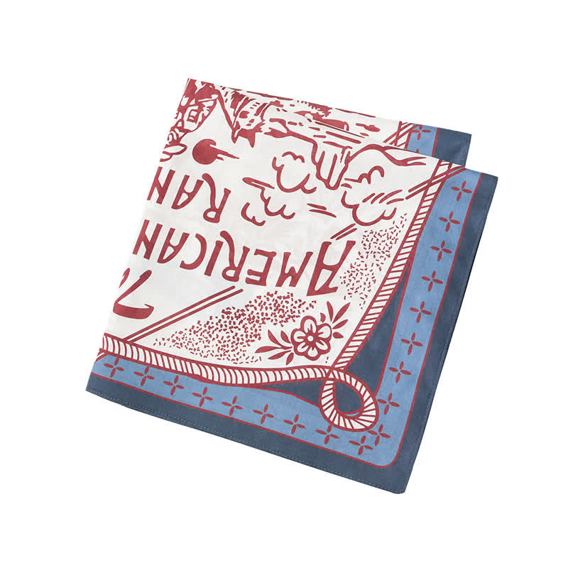 Sciarpa quadrata American Working Ranch blu e rossa
