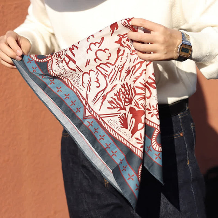 Sciarpa quadrata American Working Ranch blu e rossa