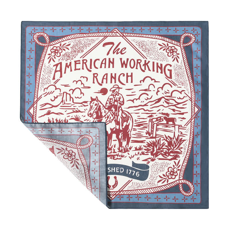 Sciarpa quadrata American Working Ranch blu e rossa
