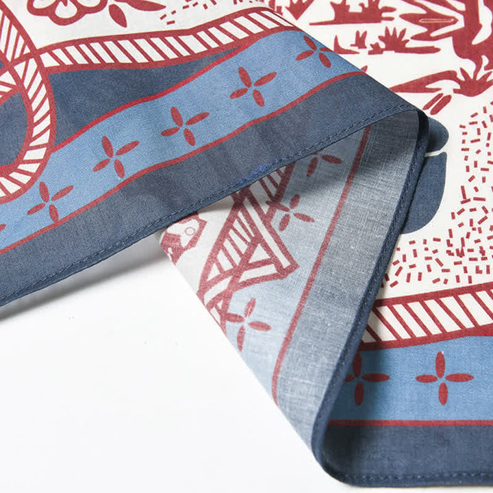 Sciarpa quadrata American Working Ranch blu e rossa
