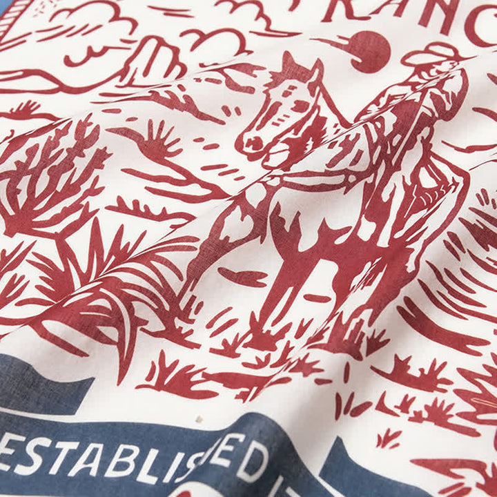 Sciarpa quadrata American Working Ranch blu e rossa