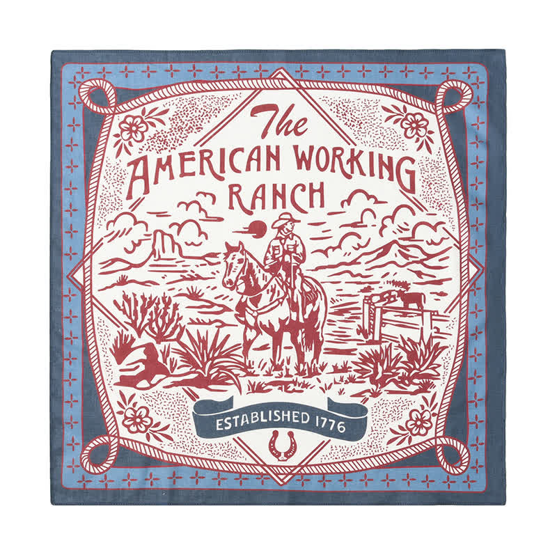 Sciarpa quadrata American Working Ranch blu e rossa