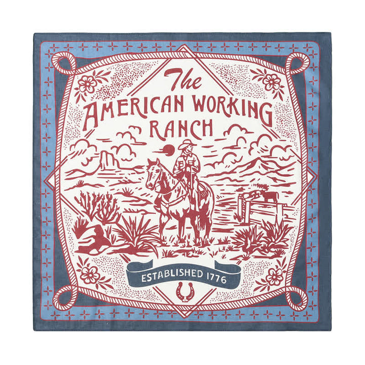Sciarpa quadrata American Working Ranch blu e rossa