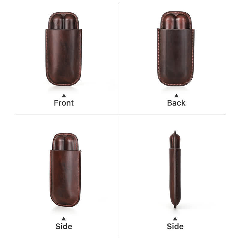 Custodia per sigari in pelle marrone portatile Humidor per sigari (per due sigari) - image 10
