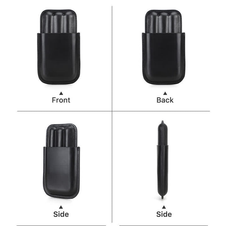 Custodia per sigari in pelle marrone portatile Humidor per sigari (per tre sigari)