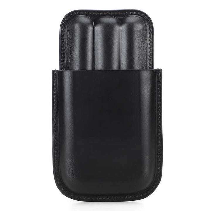 Custodia per sigari in pelle marrone portatile Humidor per sigari (per tre sigari)
