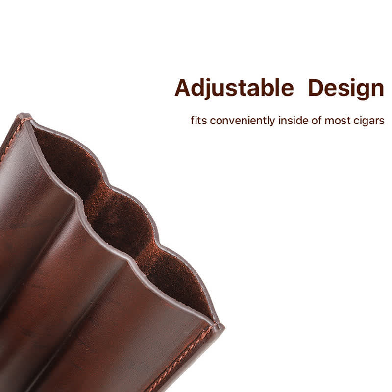 Custodia per sigari in pelle marrone portatile Humidor per sigari (per tre sigari)