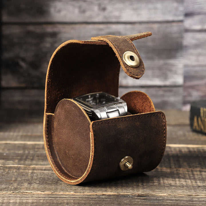 Custodia per orologio da viaggio in pelle con nome personalizzato