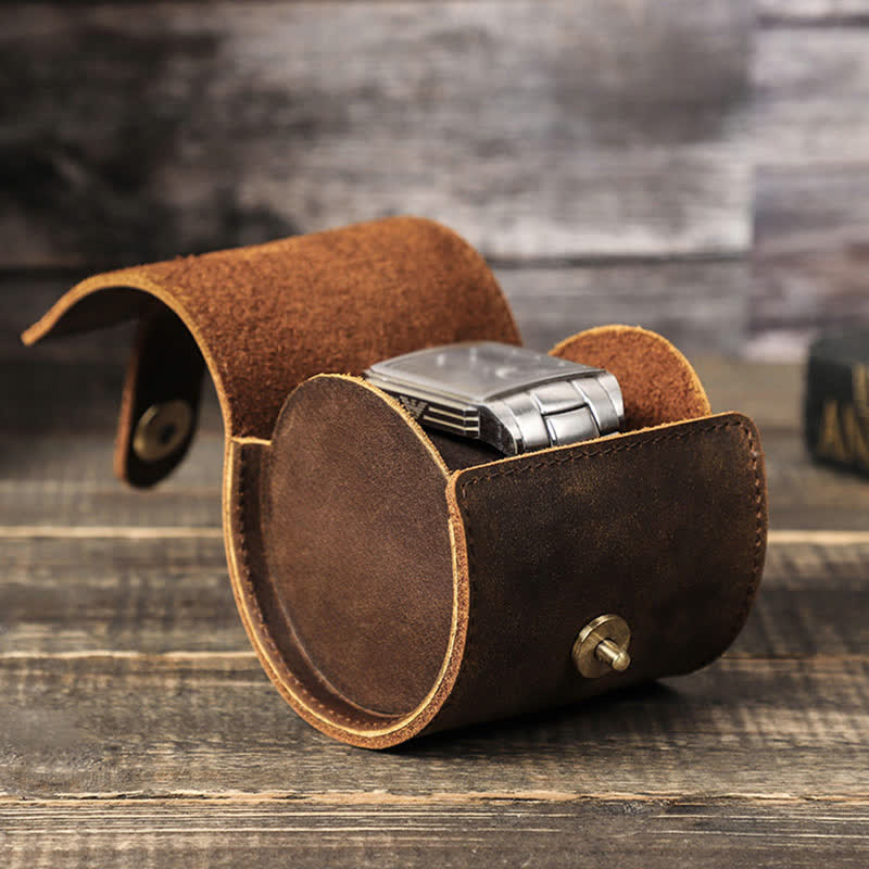Custodia per orologio da viaggio in pelle con nome personalizzato