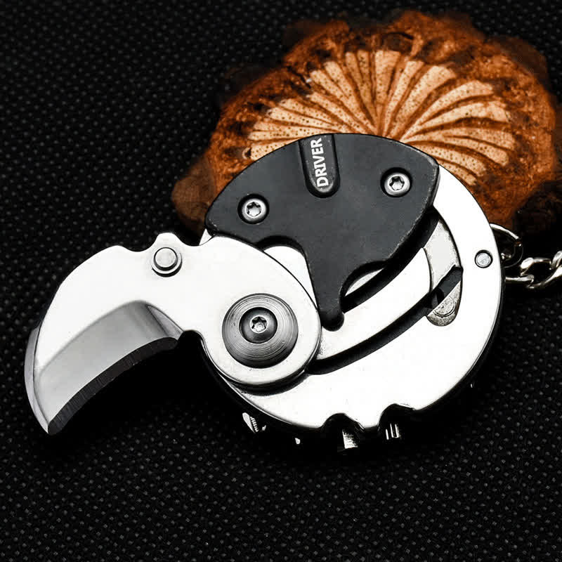 8 in 1 coltello multiuso, cacciavite, portachiavi EDC - Nero e argento - image 1