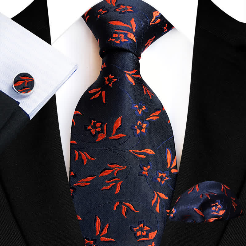 Set di 3 cravatte floreali con fiamma ardente da uomo