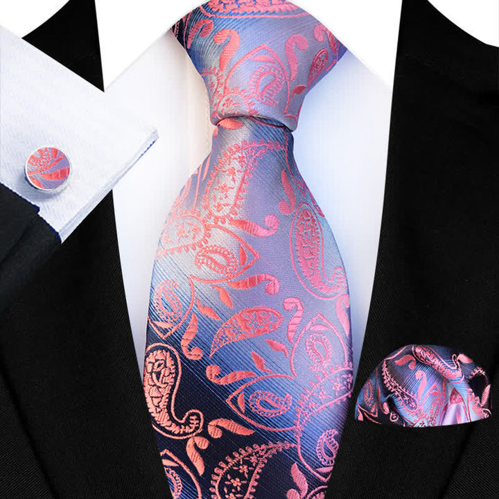 Set di 3 cravatte da uomo con motivo Paisley a rampa sfumata fantasia