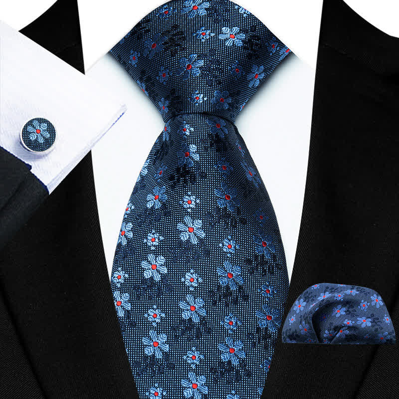Set di 3 cravatte da uomo con fiori colorati carini - Blu - image 2
