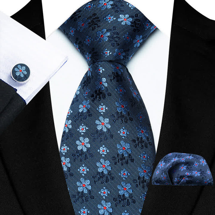 Set di 3 cravatte da uomo con fiori colorati carini - Blu - image 2