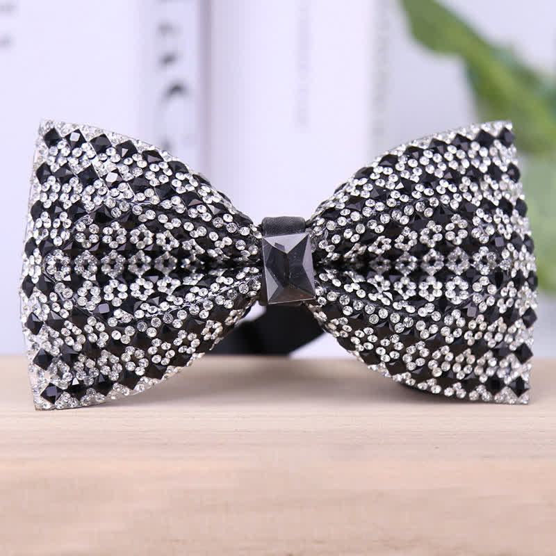 Papillon da uomo con strass di cristallo squisito - Nero - Pianura - image 2