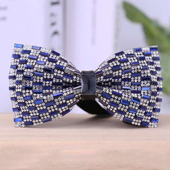 Papillon da uomo con strass di cristallo squisito - Blu - Pianura - image 6