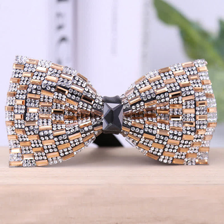 Papillon da uomo con strass di cristallo squisito - Champagne - Pianura - image 13