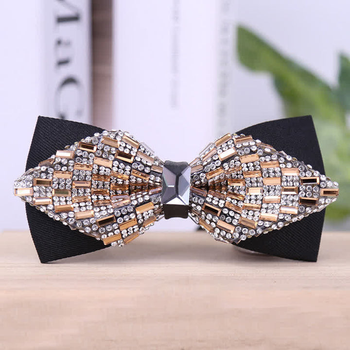 Papillon da uomo con strass di cristallo squisito - Champagne - Doppio strato appuntito - image 16