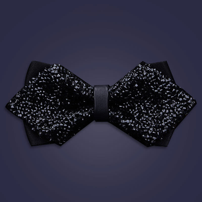 Papillon con strass di cristallo alla moda casual da uomo - Nero - Doppio strato appuntito - image 13