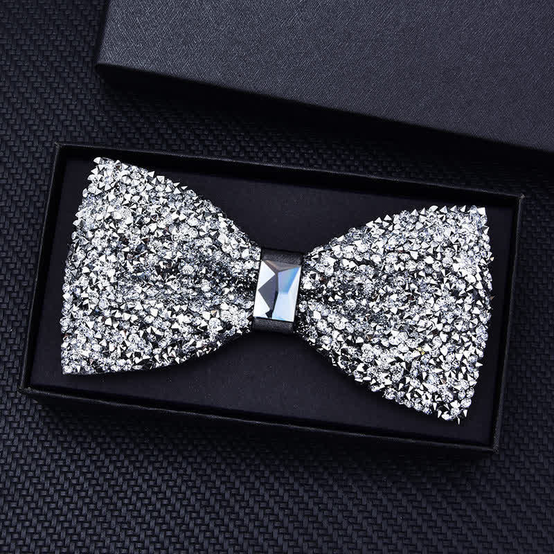 Papillon con strass di cristallo alla moda casual da uomo - Argento - Pianura - image 2