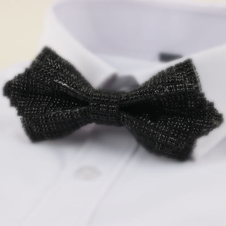 Papillon da uomo con strass quadrati a punta a doppio strato