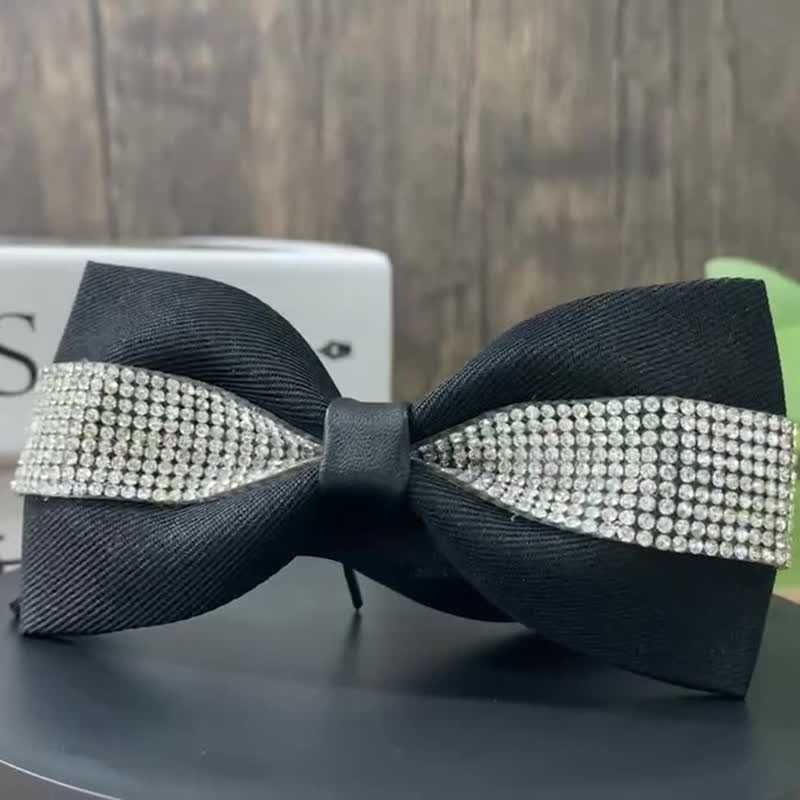 Papillon da uomo con strass e pietre scintillanti in nero