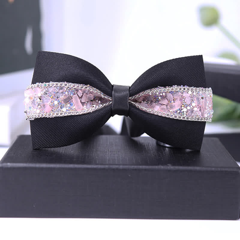 Papillon da uomo con strass e pietre scintillanti in nero