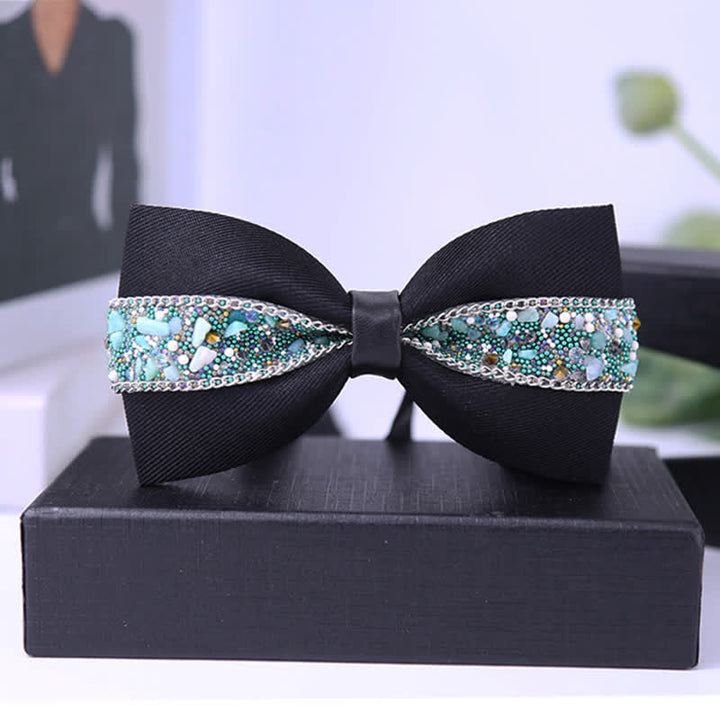 Papillon da uomo con strass e pietre scintillanti in nero - Stile n. 2 - image 3
