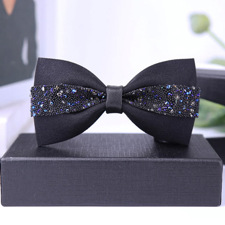 Papillon da uomo con strass e pietre scintillanti in nero