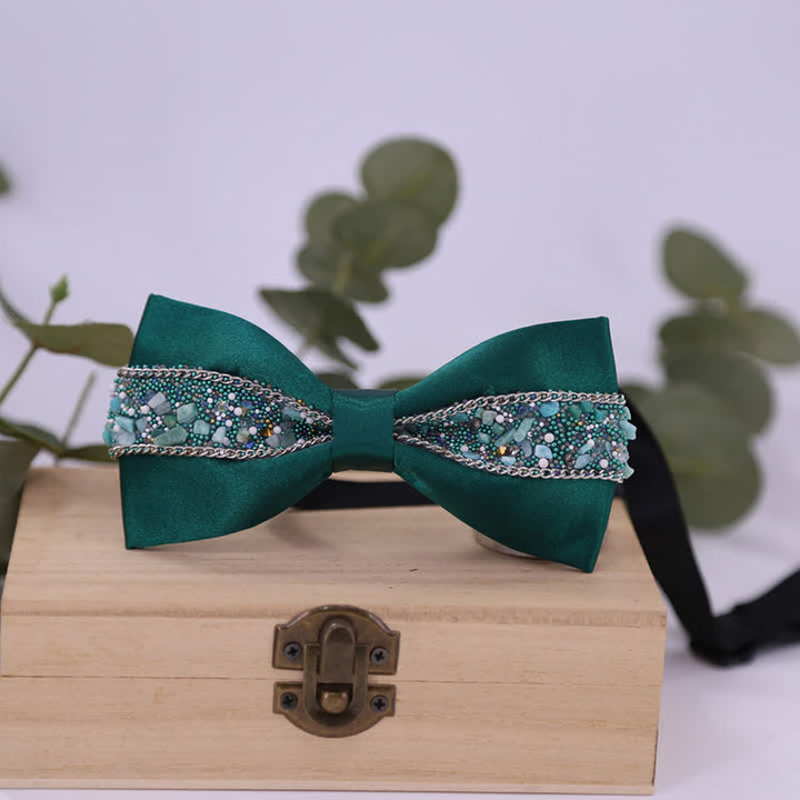 Papillon da uomo con strass e pietre scintillanti in nero