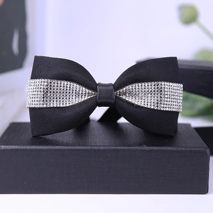 Papillon da uomo con strass e pietre scintillanti in nero