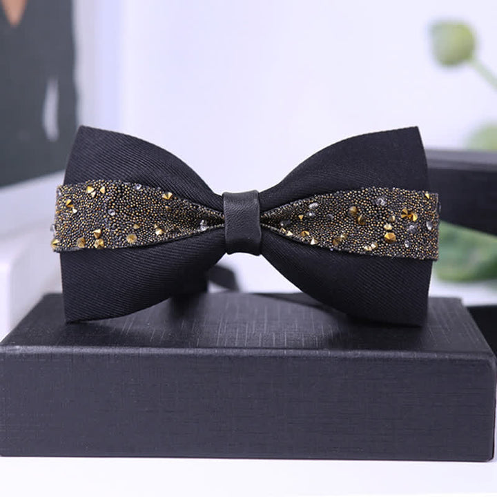 Papillon da uomo con strass e pietre scintillanti in nero
