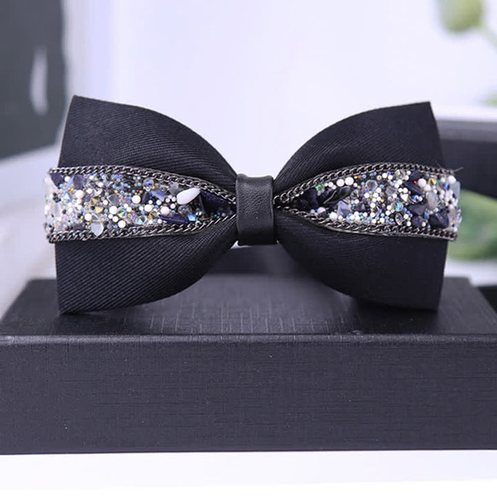 Papillon da uomo con strass e pietre scintillanti in nero