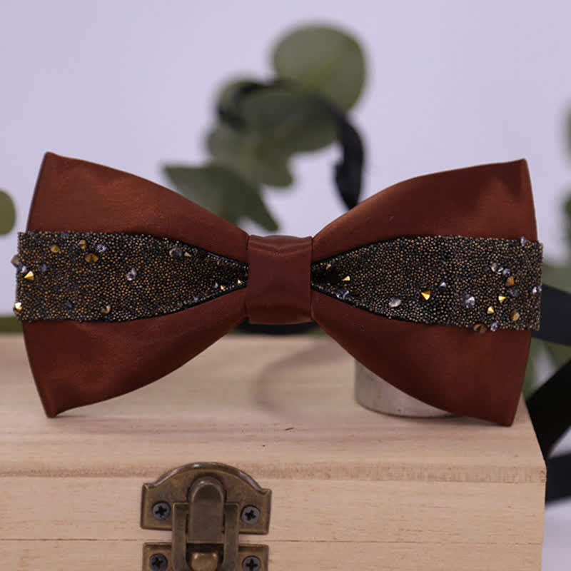 Papillon da uomo con strass e pietre scintillanti in nero
