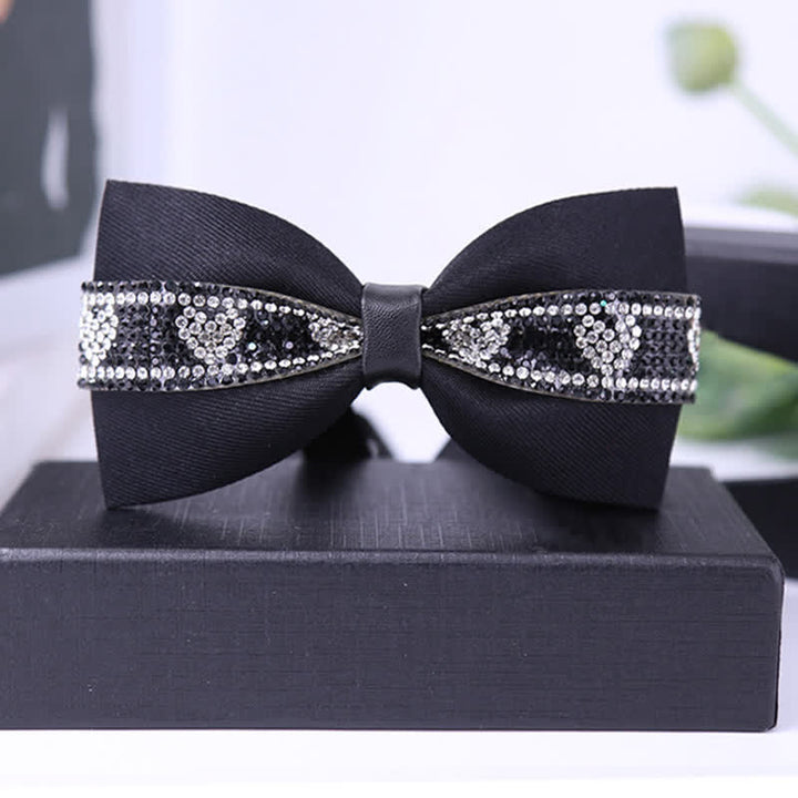 Papillon da uomo con strass e pietre scintillanti in nero
