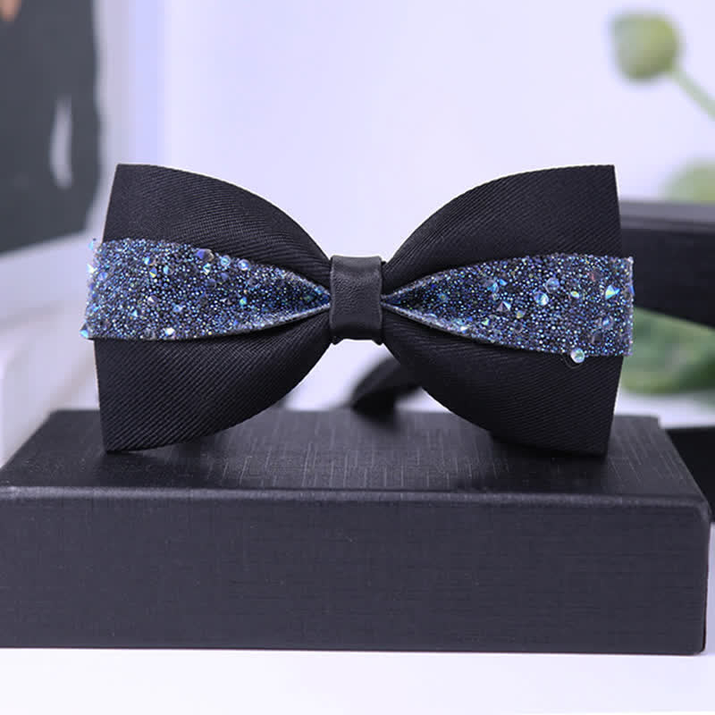 Papillon da uomo con strass e pietre scintillanti in nero
