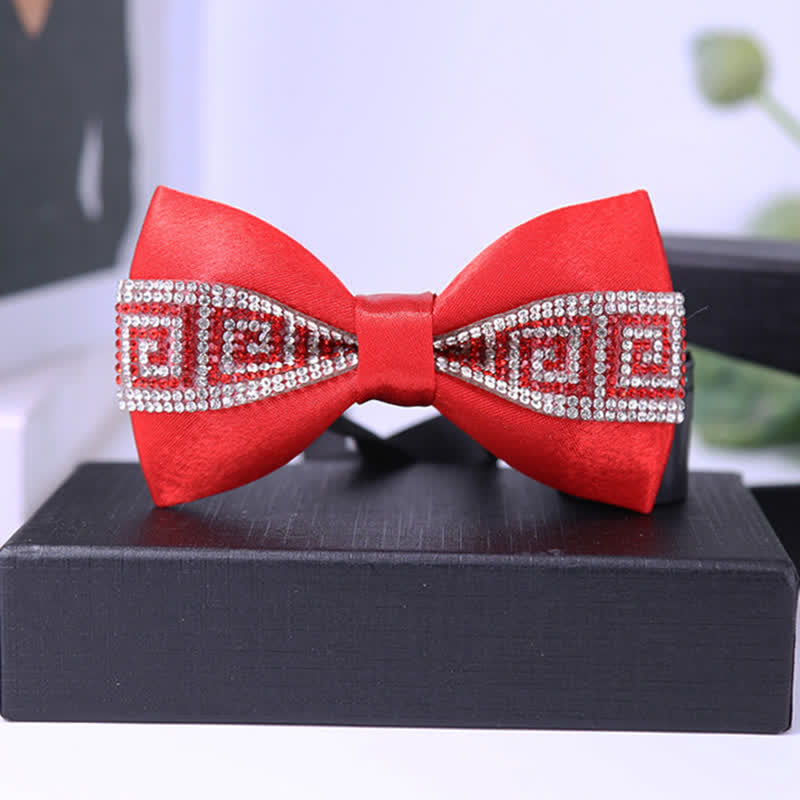 Papillon da uomo con strass e pietre scintillanti in nero