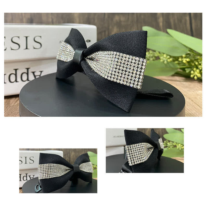 Papillon da uomo con strass e pietre scintillanti in nero