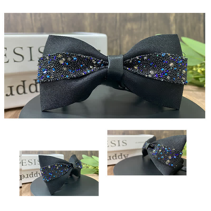 Papillon da uomo con strass e pietre scintillanti in nero