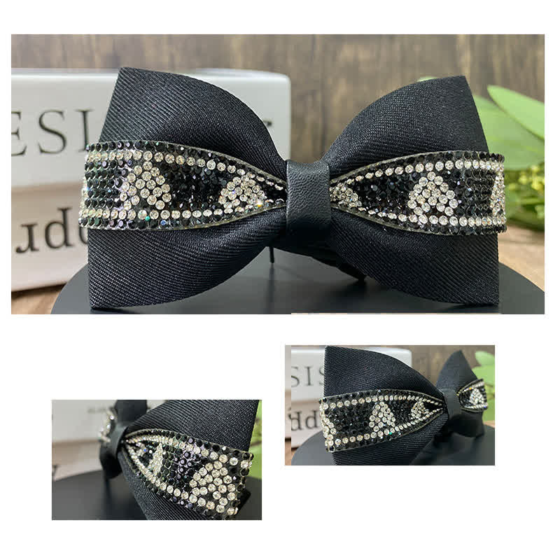 Papillon da uomo con strass e pietre scintillanti in nero
