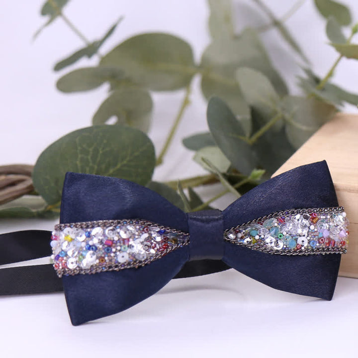 Papillon da uomo con strass e pietre scintillanti in nero